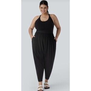 Halara Women 3XL Plus Size Harem Jumpsuit Easy Peezy Edition Black Casual Pocket